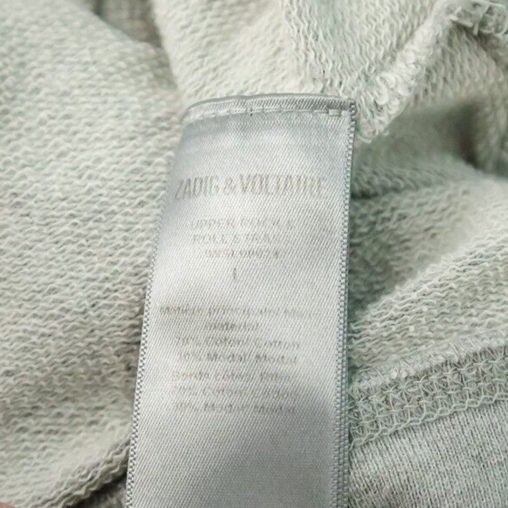 Zadig & Voltaire Size Large L Rock Roll Silver Metallic Studded Crew Sweatshirt - Picture 6 of 7